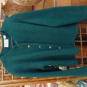 Forest green Tally Ho wool cardigan L